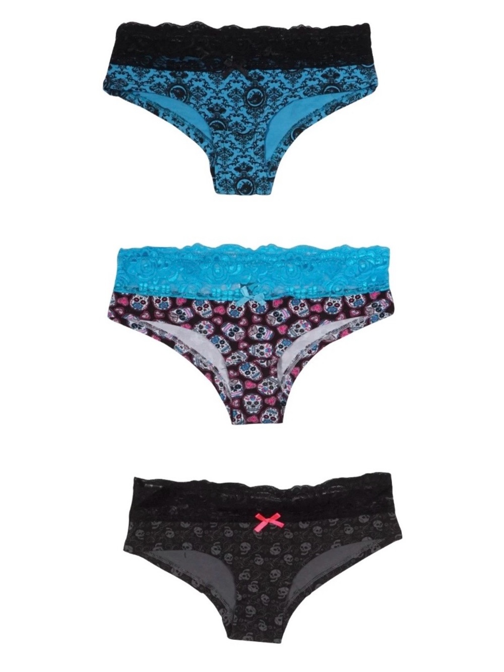 Too Fast Lace-Trim Bikini Underwear Set - Punk Panty Pack